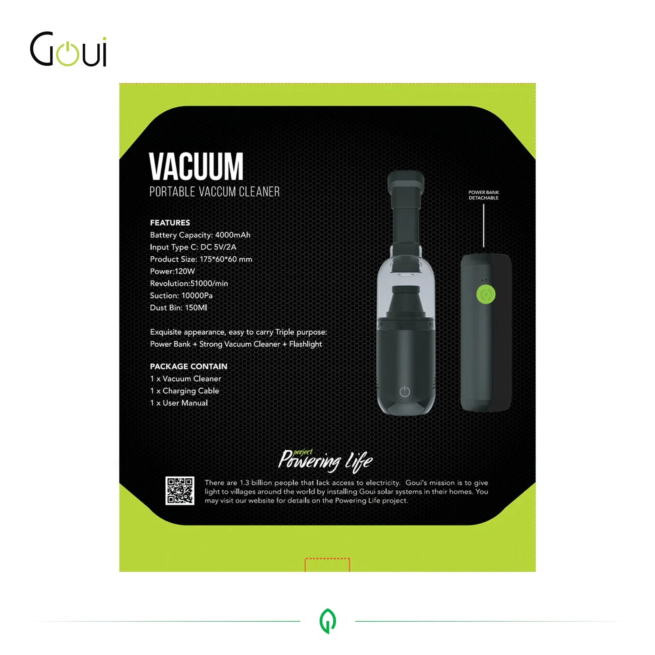 Goui Car VACCUM - Aspirateur de Voiture +PowerBank +Lampe torche